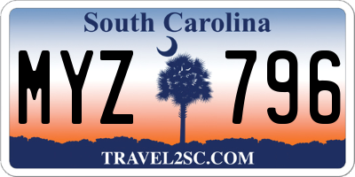 SC license plate MYZ796