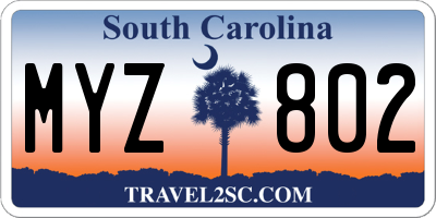 SC license plate MYZ802