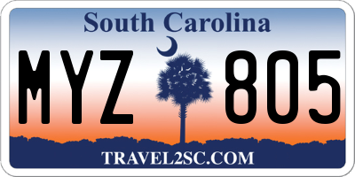 SC license plate MYZ805