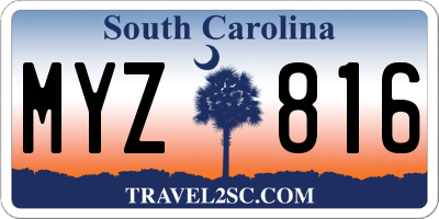 SC license plate MYZ816