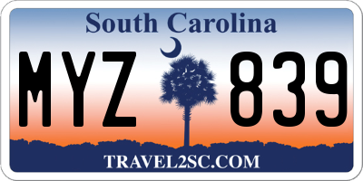 SC license plate MYZ839