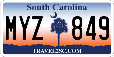SC license plate MYZ849