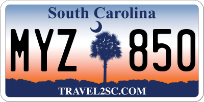 SC license plate MYZ850