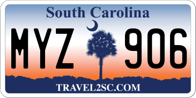 SC license plate MYZ906
