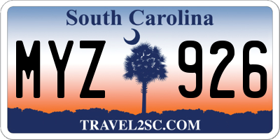SC license plate MYZ926