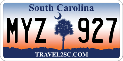 SC license plate MYZ927