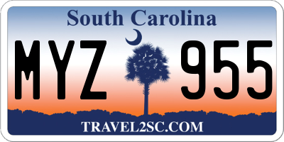 SC license plate MYZ955
