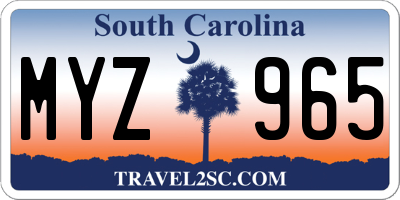 SC license plate MYZ965