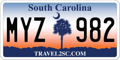 SC license plate MYZ982
