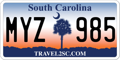 SC license plate MYZ985