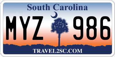 SC license plate MYZ986