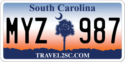 SC license plate MYZ987