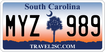 SC license plate MYZ989