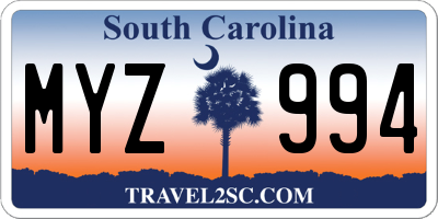 SC license plate MYZ994