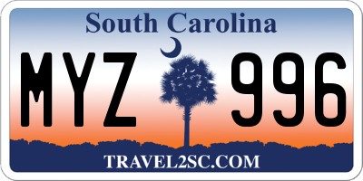 SC license plate MYZ996