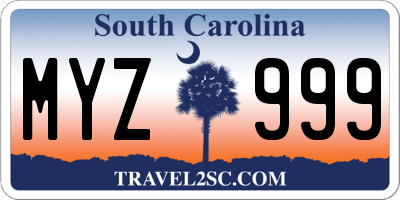 SC license plate MYZ999