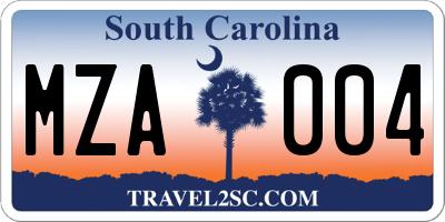 SC license plate MZA004