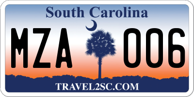 SC license plate MZA006