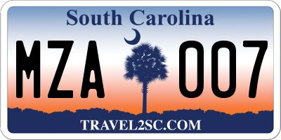 SC license plate MZA007