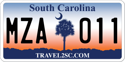 SC license plate MZA011