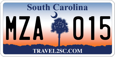 SC license plate MZA015