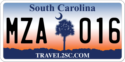 SC license plate MZA016
