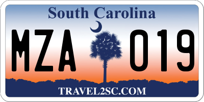 SC license plate MZA019