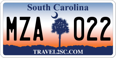 SC license plate MZA022