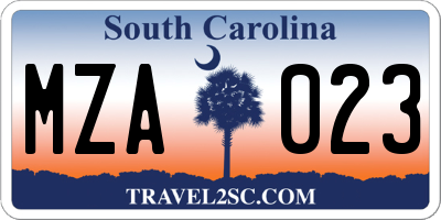 SC license plate MZA023