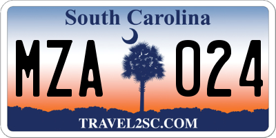 SC license plate MZA024