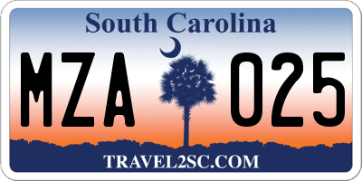 SC license plate MZA025