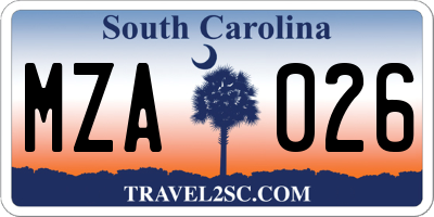 SC license plate MZA026