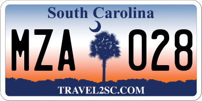 SC license plate MZA028