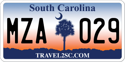 SC license plate MZA029