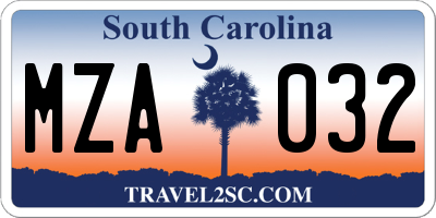 SC license plate MZA032