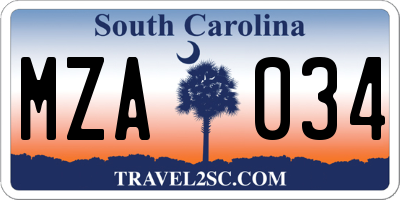 SC license plate MZA034