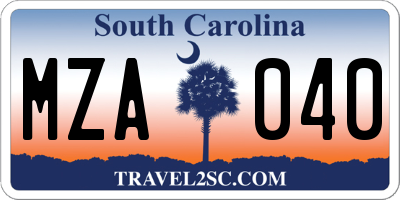 SC license plate MZA040
