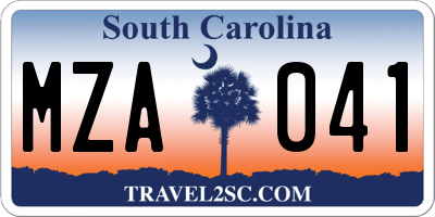 SC license plate MZA041