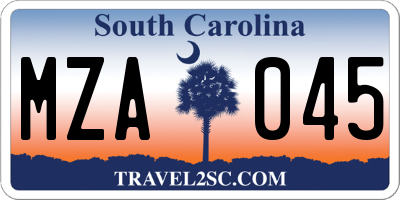 SC license plate MZA045