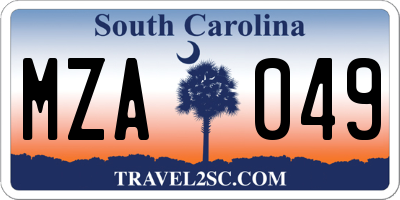 SC license plate MZA049