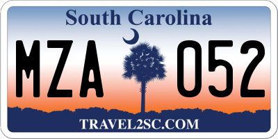 SC license plate MZA052
