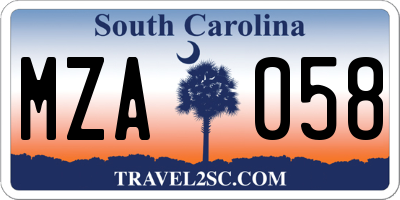 SC license plate MZA058