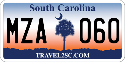 SC license plate MZA060
