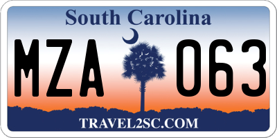 SC license plate MZA063