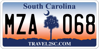 SC license plate MZA068