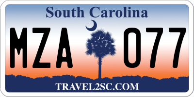 SC license plate MZA077