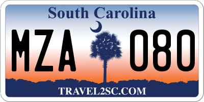 SC license plate MZA080