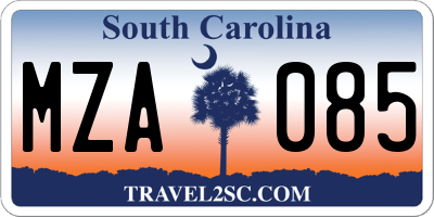 SC license plate MZA085