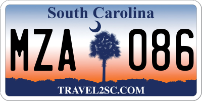 SC license plate MZA086