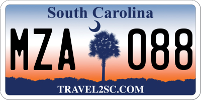 SC license plate MZA088
